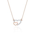 Colier Inimioare Aur 14k cu Diamante 0.06 ct - Imagine 3