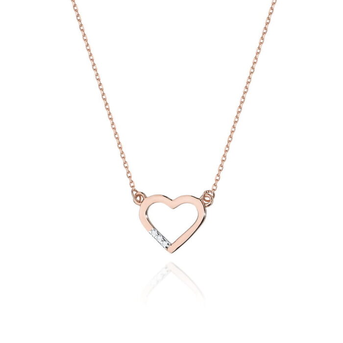 Colier Inima Aur 14 K cu Diamante 0.015 ct - Imagine 3