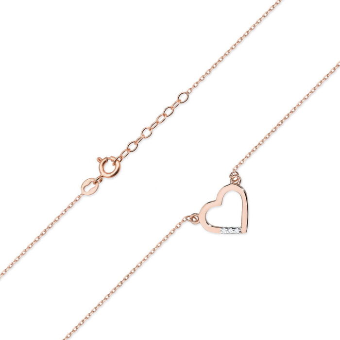 Colier Inima Aur 14 K cu Diamante 0.015 ct - Imagine 4
