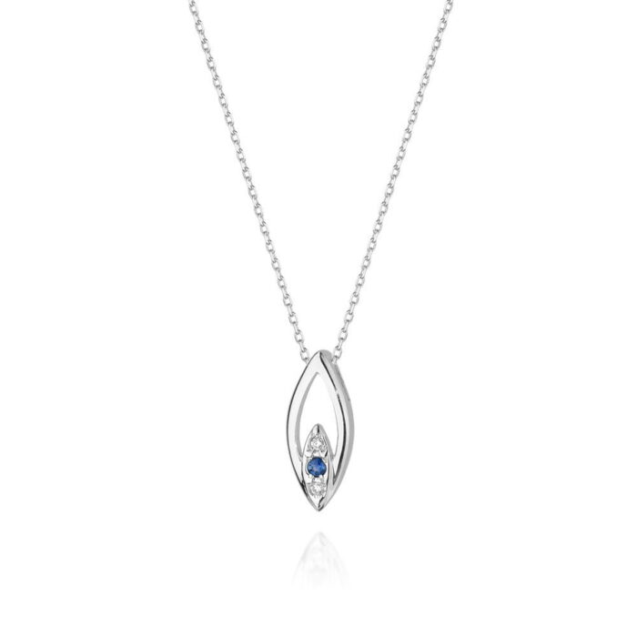 Colier Aur 14k cu Safir 0.05 ct si Diamante 0.03 ct - Imagine 5