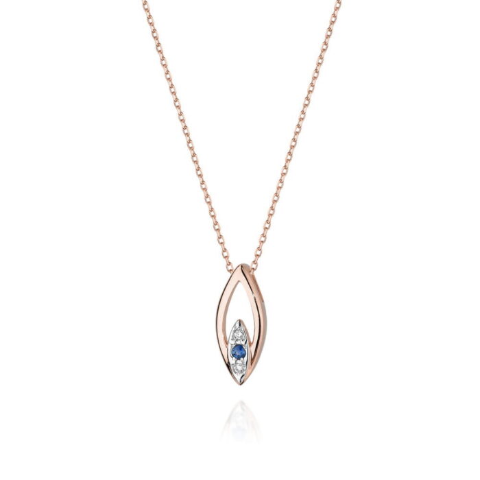 Colier Aur 14k cu Safir 0.05 ct si Diamante 0.03 ct - Imagine 3