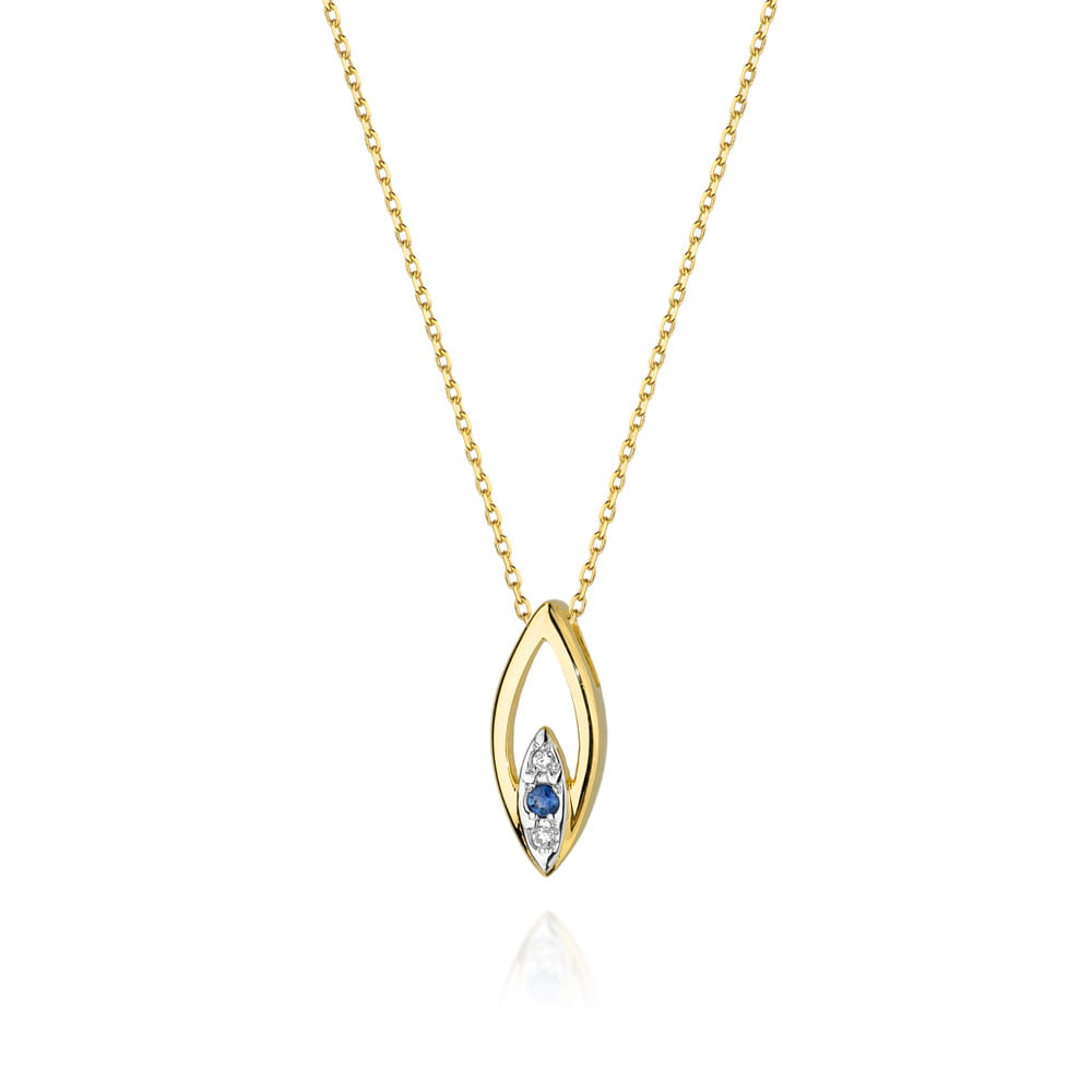 C031-Z-585-S0.05_1.jpg Colier Aur 14k cu Safir 0.05 ct si Diamante 0.03 ct - Imagine 1
