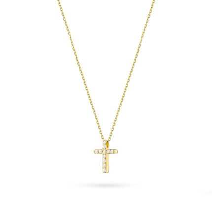 Colier Cruce Aur 14k cu Diamante 0.06 ct