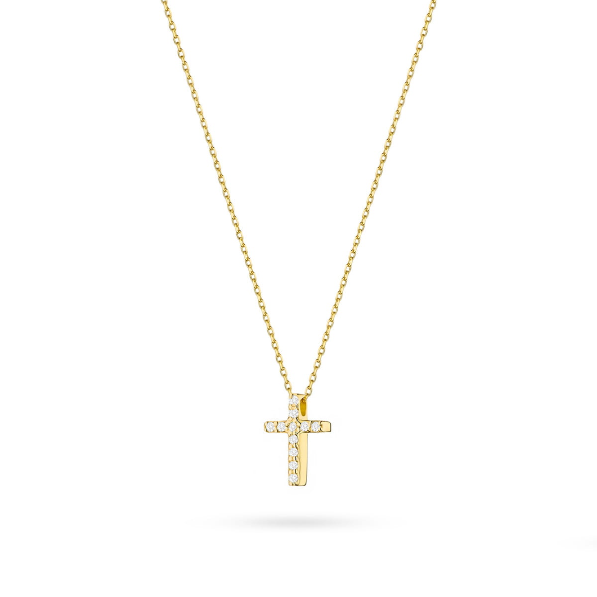 C066-Z-585-B0.06_1.jpg Colier Cruce Aur 14k cu Diamante 0.06 ct - Imagine 1
