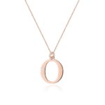 Colier cu pandantiv litera O din Aur 14K cu Diamant Natural 0.005 ct - Imagine 3