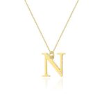COLIER CU PANDANTIV LITERA N DIN AUR 14K CU DIAMANT 0.005 CT