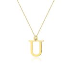COLIER CU PANDANTIV LITERA U DIN AUR 14K CU DIAMANT 0.005 CT