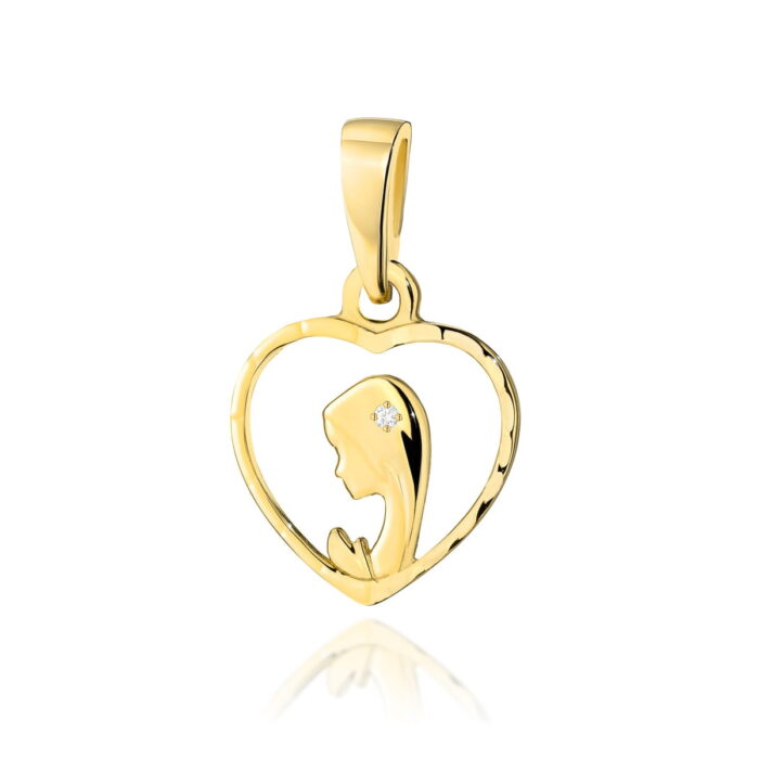 Pandantiv Aur 14K Fecioara Maria cu Diamante 0.005 ct - Imagine 5