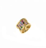 Charm rotund cu motiv floral și cristale colorate CH339 - Imagine 3