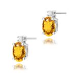 Cercei Aur 14K cu Citrin 1.20 ct si Diamant Natural 0.03 ct - Imagine 4