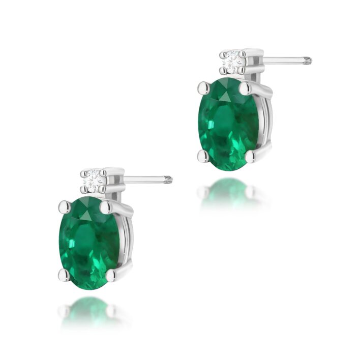 Cercei Aur 14K cu Smarald 0.80 ct si Diamant Natural 0.03 ct - Imagine 4