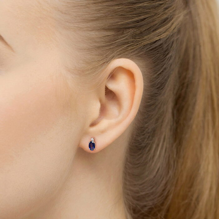Cercei Aur 14K cu Safir 1.40 ct si Diamant Natural 0.03 ct - Imagine 6