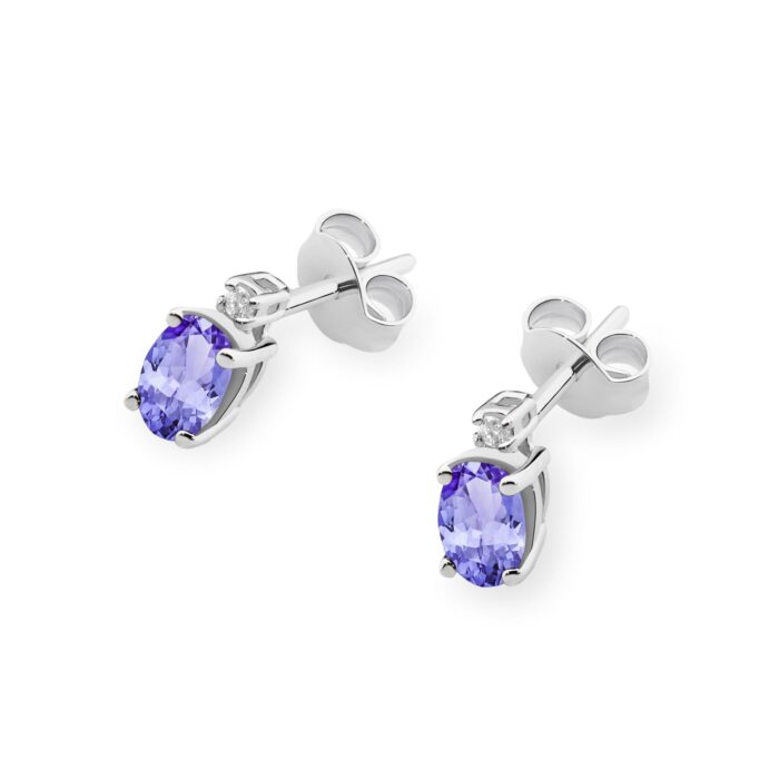 Cercei Aur 14K cu Tanzanit 0.80 ct si Diamant Natural  0.03 ct - Imagine 5