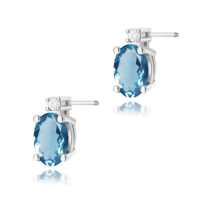 Cercei Aur 14K cu Topaz London Blue 1.00 ct si Diamant Natural  0.03 ct - Imagine 4