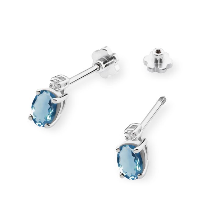 Cercei Aur 14K cu Topaz London Blue 1.00 ct si Diamant Natural  0.03 ct - Imagine 5
