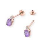 Cercei Aur 14K cu Ametist 0.80 ct si Diamant Natural 0.03 ct - Imagine 5