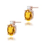 Cercei Aur 14K cu Citrin 1.20 ct si Diamant Natural 0.03 ct - Imagine 7