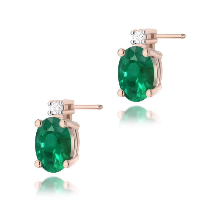 Cercei Aur 14K cu Smarald 0.80 ct si Diamant Natural 0.03 ct - Imagine 7