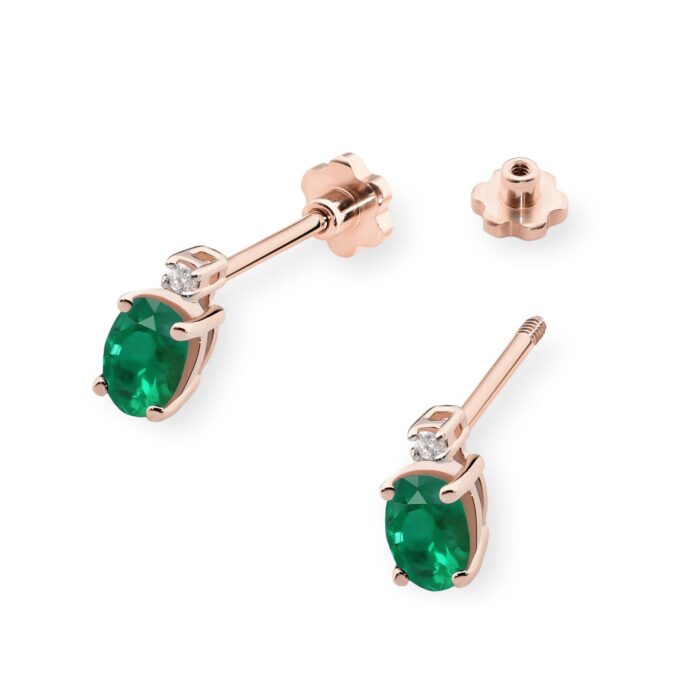 Cercei Aur 14K cu Smarald 0.80 ct si Diamant Natural 0.03 ct - Imagine 8