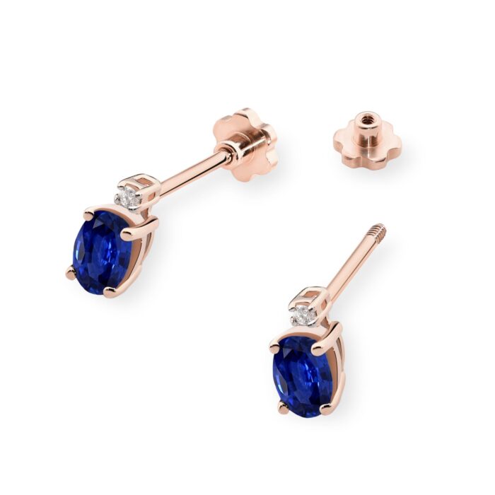 Cercei Aur 14K cu Safir 1.40 ct si Diamant Natural 0.03 ct - Imagine 8