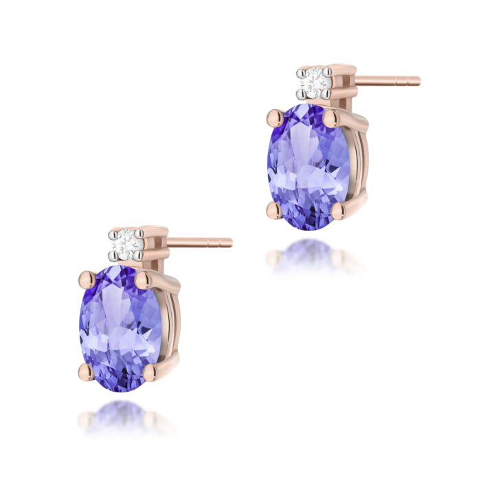 Cercei Aur 14K cu Tanzanit 0.80 ct si Diamant Natural  0.03 ct - Imagine 7