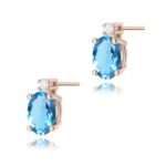 Cercei Aur 14K cu Topaz Albastru 1.00 ct si Diamant Natural  0.03 ct - Imagine 7