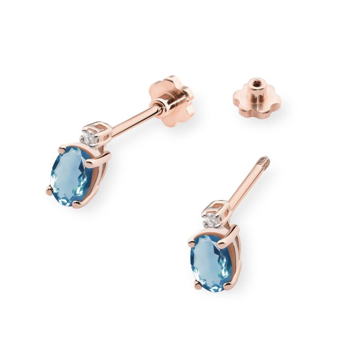 Cercei Aur 14K cu Topaz London Blue 1.00 ct si Diamant Natural  0.03 ct - Imagine 8