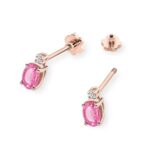 Cercei Aur 14K cu Topaz Roz 1.00 ct si Diamant Natural 0.03 ct - Imagine 8
