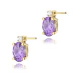 Cercei Aur 14K cu Ametist 0.80 ct si Diamant Natural 0.03 ct