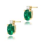 Cercei Aur 14K cu Smarald 0.80 ct si Diamant Natural 0.03 ct