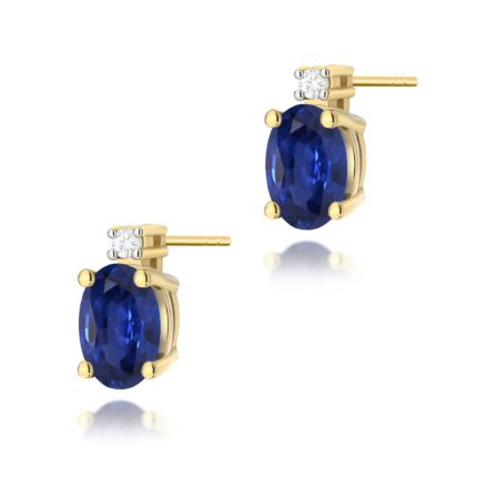 Cercei Aur 14K cu Safir 1.40 ct si Diamant Natural 0.03 ct