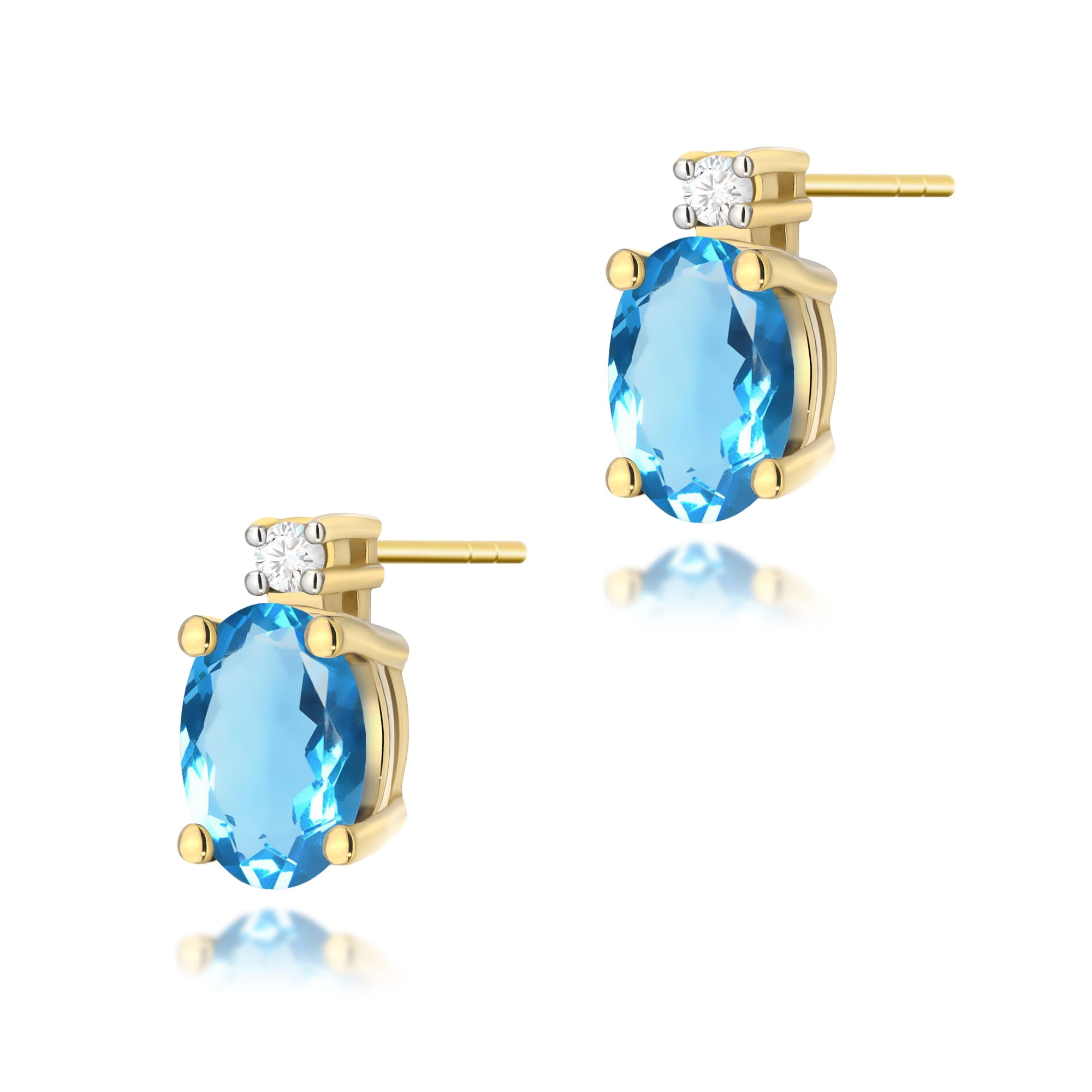 K0001.Z3.TOB_.01_1.jpg Cercei Aur 14K cu Topaz Albastru 1.00 ct si Diamant Natural 0.03 ct - Imagine 1