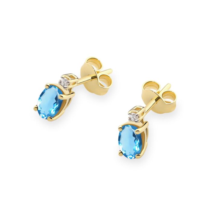 Cercei Aur 14K KO001 Topaz 2 x 0.50ct - Imagine 2