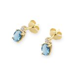 Cercei Aur 14K cu Topaz London Blue 1.00 ct si Diamant Natural  0.03 ct - Imagine 2