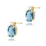 Cercei Aur 14K cu Topaz London Blue 1.00 ct si Diamant Natural  0.03 ct