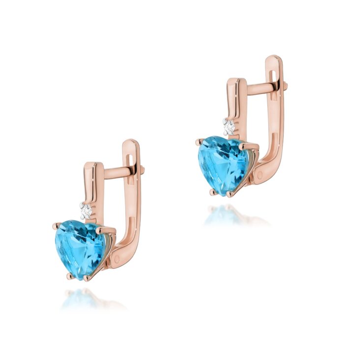 Cercei Aur 14K cu Topaz 2.40 ct si Diamant 0.03 ct - Imagine 3