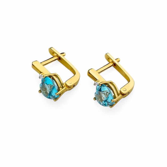 Cercei Aur 14K cu Topaz 2.40 ct si Diamant 0.03 ct - Imagine 2