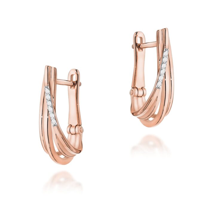 Cercei Aur 14K cu Diamante Naturale 0.06 ct - Imagine 3