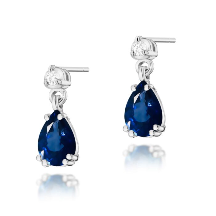 Cercei Aur 14K K0006 Safir 2 x 0.60ct - Imagine 5