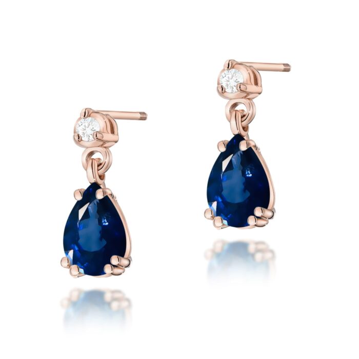 Cercei Aur 14K K0006 Safir 2 x 0.60ct Stud - Imagine 3