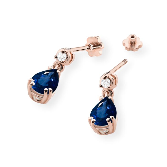 Cercei Aur 14K K0006 Safir 2 x 0.60ct Stud - Imagine 4