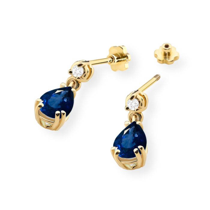Cercei Aur 14K K0006 Safir 2 x 0.60ct Stud - Imagine 2