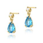 Cercei Aur 14K cu Topaz Albastru 1.80 ct si Diamante Naturale 0.04 ct