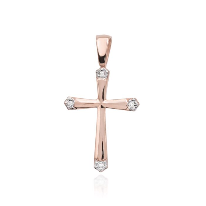 Pandantiv Cruce Aur 14K cu Diamante 0.02 ct - Imagine 7