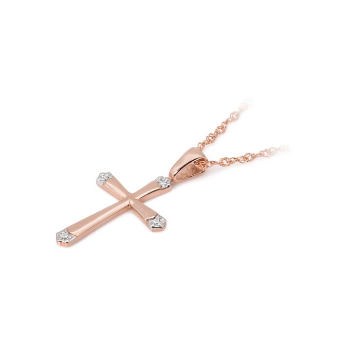 Pandantiv Cruce Aur 14K cu Diamante 0.02 ct - Imagine 8