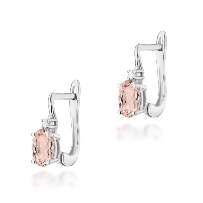 Cercei Aur 14K cu Morganit 0.80 ct si Diamante 0.029 ct - Imagine 5