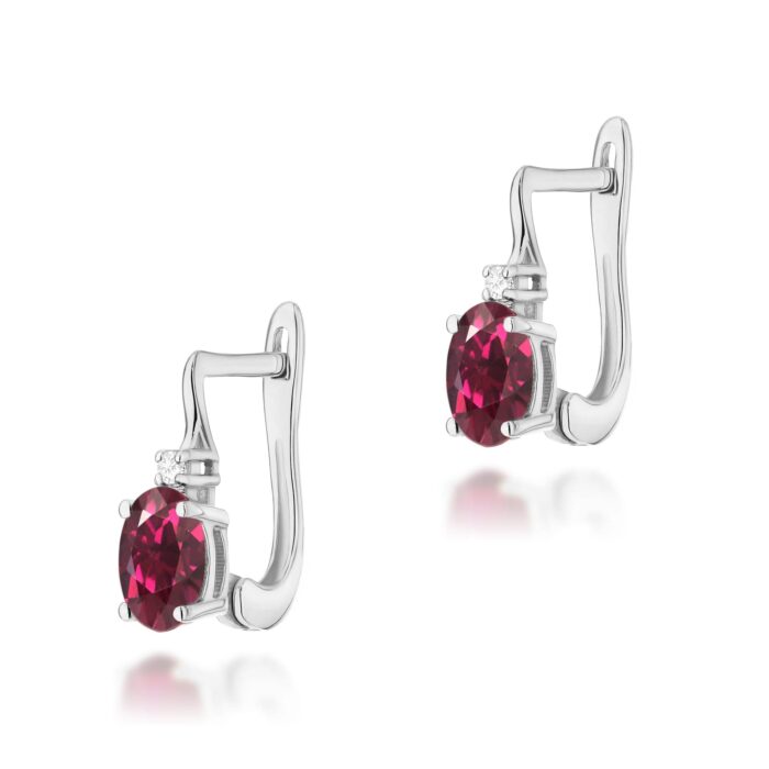 Cercei Aur 14K K0011 Rodolit 1.00ct Diamante 0.029ct - Imagine 5