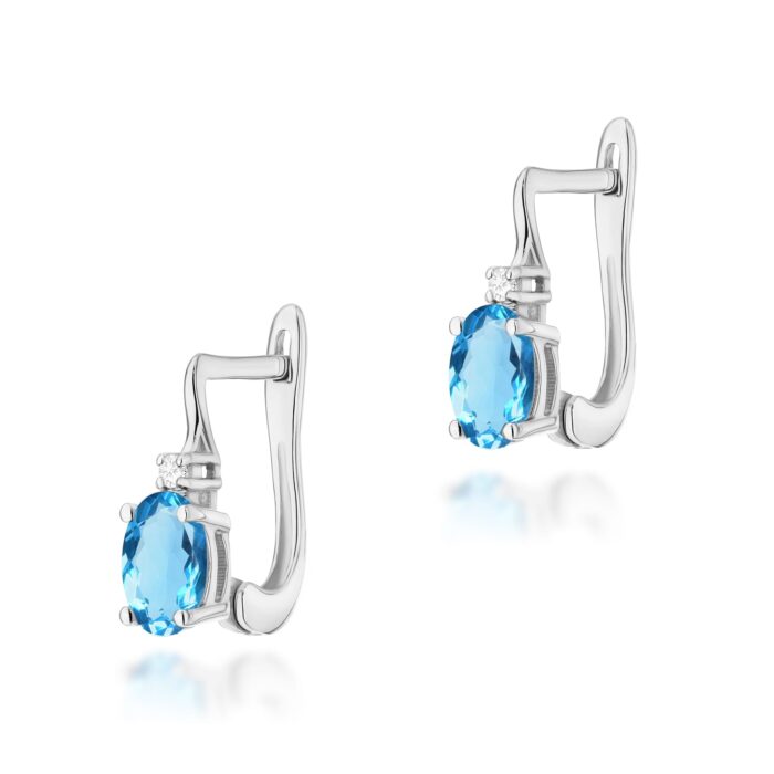 Cercei Aur 14K K0011 Topaz 2 x 0.50ct - Imagine 5