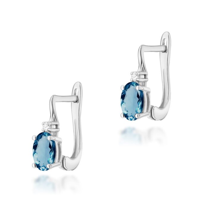 Cercei Aur 14K cu Topaz London Blue 1.00 ct si Diamante 0.029 ct - Imagine 5