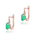 Cercei Aur 14K cu Smarald 0.80 ct si Diamante 0.029 ct - Imagine 3